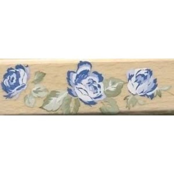 3 Roses Border Design Wood Mount Rubber Stamp Treasures Wood Crafts Scrapbook - Picture 1 of 2
